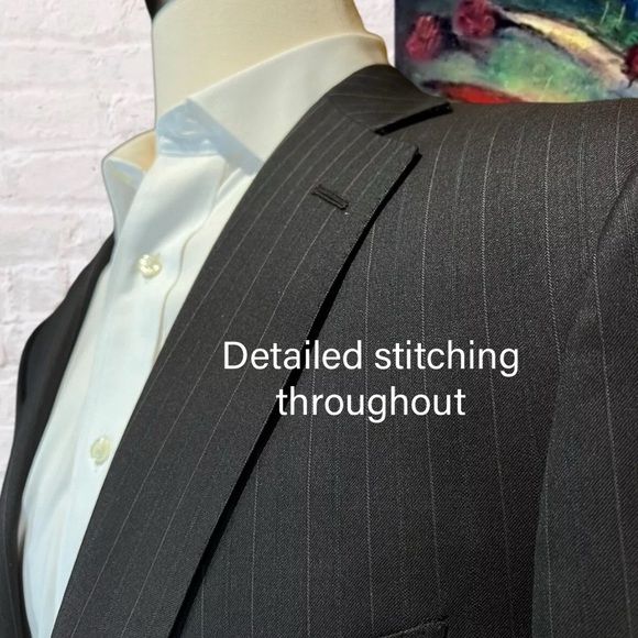 Ermenegildo Zegna Misura 46R Brown Blue Stripe Blazer Sport Suit Jacket 15 Mil - Picture 4 of 16